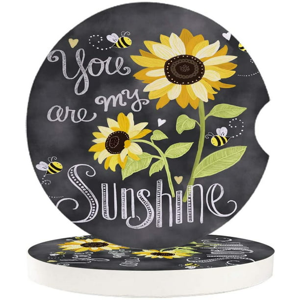 Great Gift Idea 4 pack Sunflowers Square Rubber Coaster set